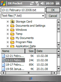 DXPocket Open and Save log dialog