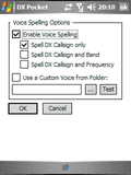 DXPocket Voice and Sound selection dialog
