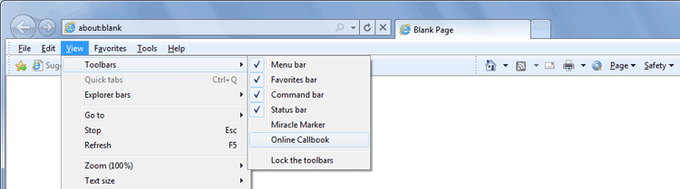 View Online Callbook for Internet Explorer